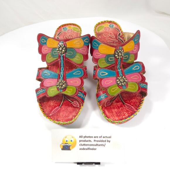 Elite by Corkys Nectar Floral Wedge Sandals Womens Size 7 Red Multi - Picture 2 of 9